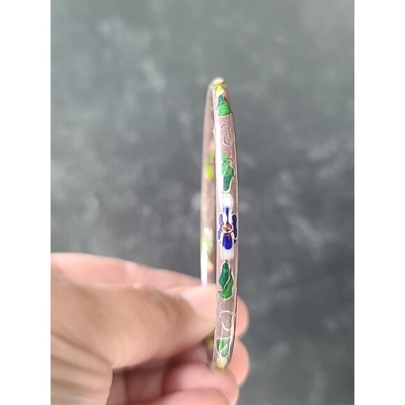 Cloisonne Floral Enamel Bangle Bracelet Vintage - Picture 2 of 10